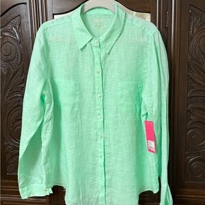 Lily Pulitzer Women’s Green Linen Shirt NWT